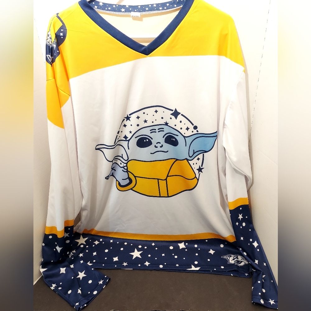 Nashville Predators Promo Star Wars Night Hockey Jersey Size XL Baby Yoda Grogu